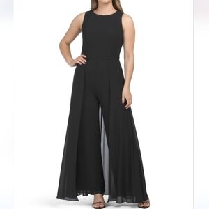Marina Black Jumpsuit With Lace Overlay Sleeveless Size 8